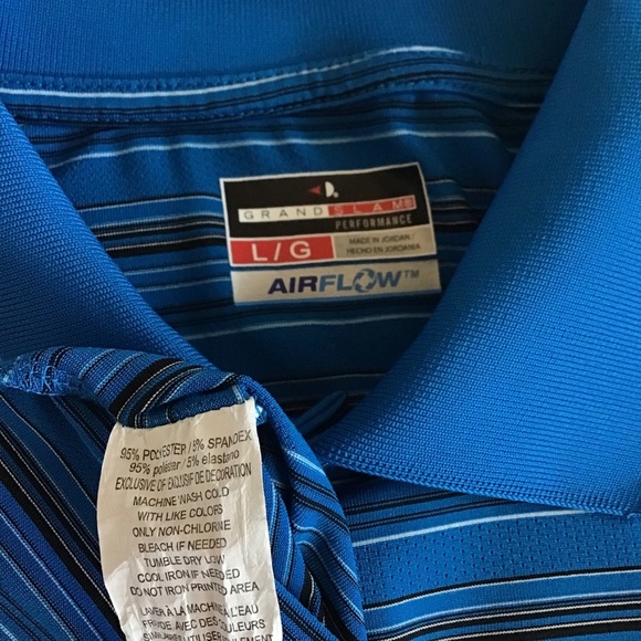 Men's Grand Slam Airflow Classic-Fit Striped Performance Golf Polo Size Large - Picture 5 of 6